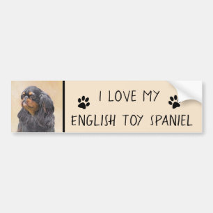 Pegatina Para Coche Toy English Spaniel Pintura Original Arte Animal