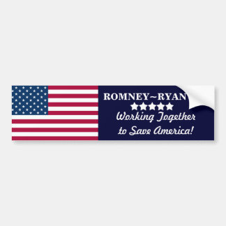 Pegatina Para Coche ¡Trabajo junto para ahorrar América! Romney~Ryan