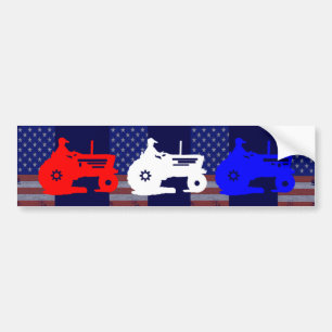 Pegatina Para Coche Tractores de cultivo Rojo Azul Blanco