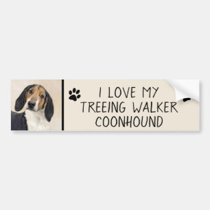 Pegatina Para Coche Treeing Walker Coonhound Painting - Arte original