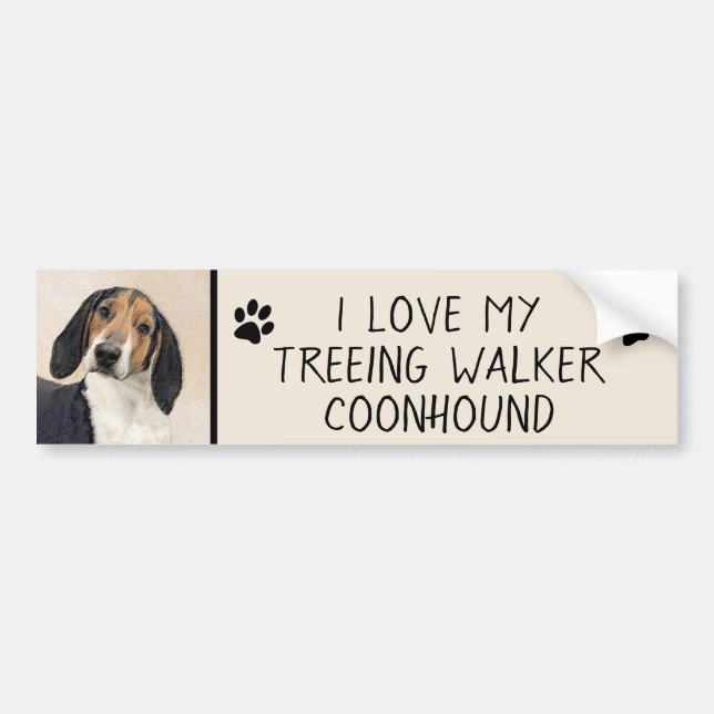 Pegatina Para Coche Treeing Walker Coonhound Painting - Arte original (Frente)
