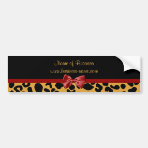 Pegatina Para Coche Trendy Black and Gold Leopard Print Red Ribbon Bow