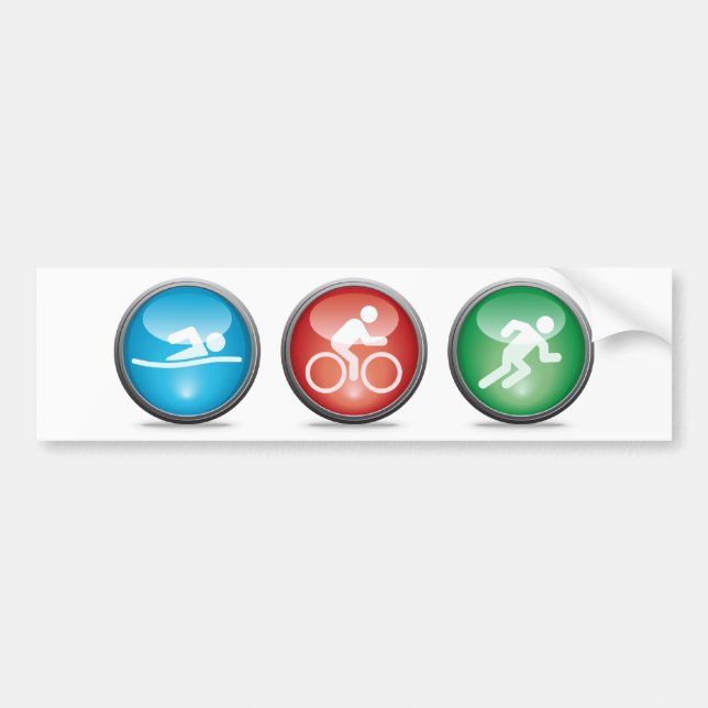 Pegatina Para Coche Triathlon Bumpersticker:  NADADA, CICLO, (Frente)