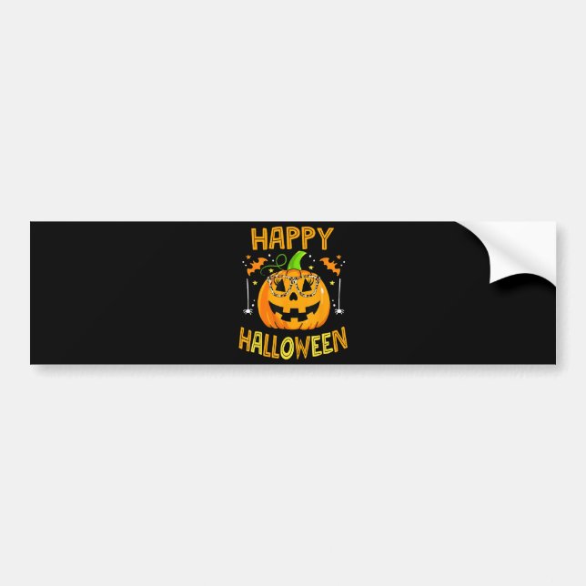 Pegatina Para Coche Trick O Trek Halloween Funny Calabaza Feliz Hallo (Frente)