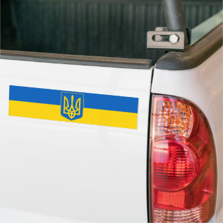 Pegatina Para Coche Tridente ucraniano con bandera amarilla y azul
