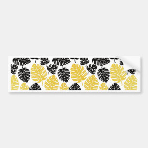 Pegatina Para Coche Tropical leaves in Gold and Black