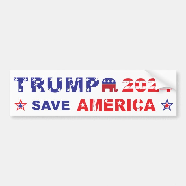 PEGATINA PARA COCHE TRUMP 2024 SAVE AMÉRICA (Frente)