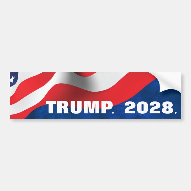 Pegatina Para Coche Trump 2028 Texto con bandera (Frente)