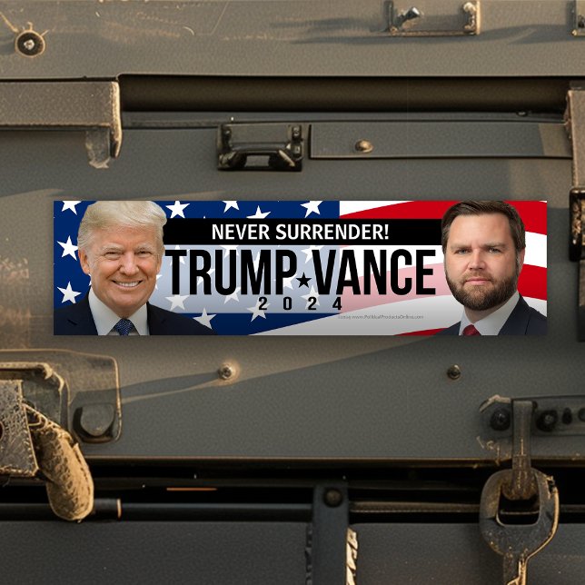 Pegatina Para Coche Trump Vance 2024 Nunca renunció a la cita (trump vance bumper sticker never surrender )