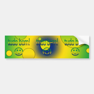 Pegatina Para Coche ¡Tudo Bem! La bandera del Brasil colorea arte pop