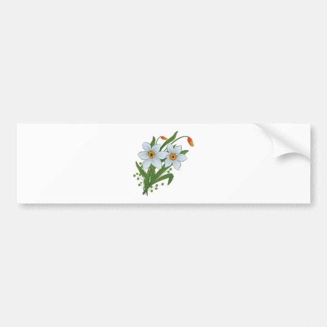 Pegatina Para Coche Tulipanes y Flores de Narcisos (Frente)