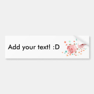 Pegatina Para Coche Two Cartoon Pigs in Spring Bumper Sticker