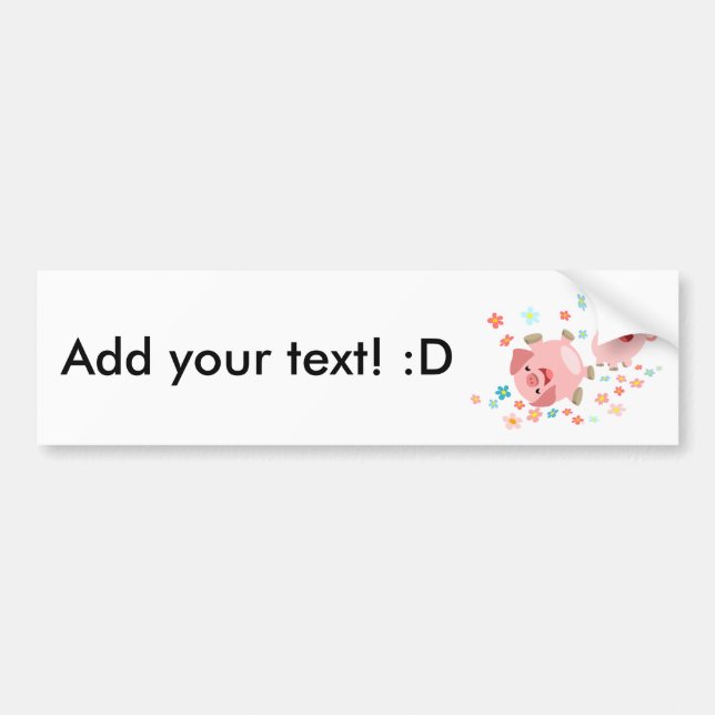 Pegatina Para Coche Two Cartoon Pigs in Spring Bumper Sticker (Frente)