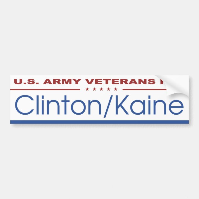 Pegatina Para Coche U.S. Veteranos del ejército para Clinton/Kaine (Frente)