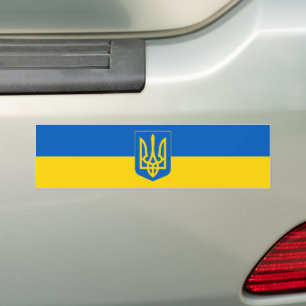 Pegatina Para Coche Ucrania bandera tridente apoya a Ucrania 