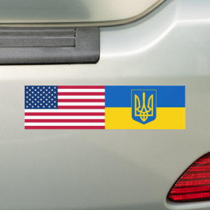 Pegatina Para Coche Ucrania Estados Unidos Bandera estadounidense trid