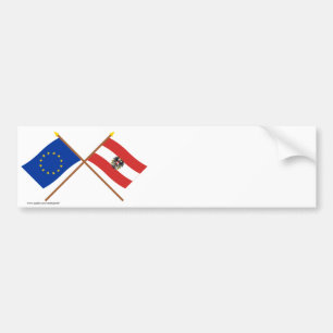 Pegatina Para Coche UE y banderas cruzadas Austria