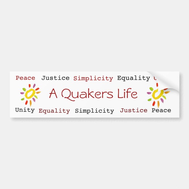 Pegatina Para Coche Un bumpersticker de la vida de los Quakers (Frente)