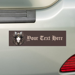 Pegatina Para Coche Un retrato cursi de bruja de Gato de Brujas Hallow