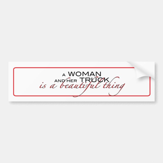 Pegatina Para Coche Una mujer y su Camión... pegatina. (Frente)