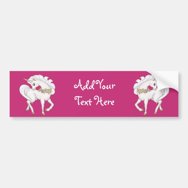 Pegatina Para Coche Unicornio blanco (Frente)