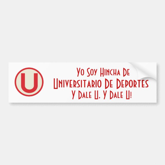 Pegatina Para Coche universitario, soja Hincha De, Universitario de (Frente)