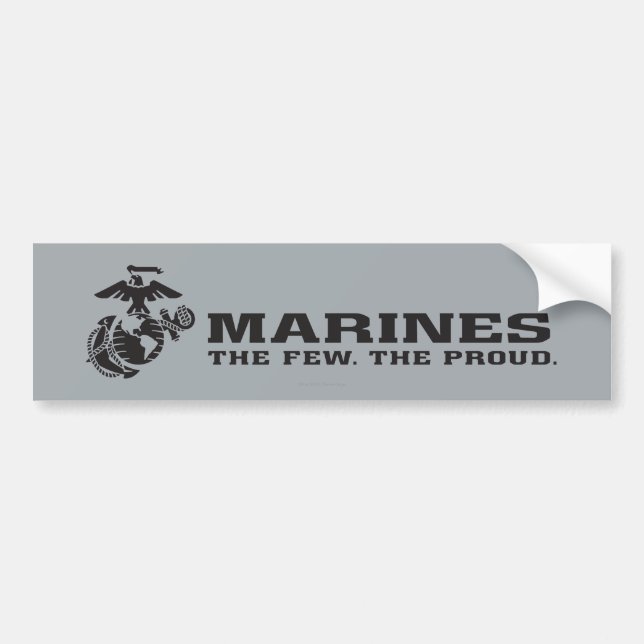 Pegatina Para Coche USMC "Los pocos, el orgulloso" logo negro apilado (Frente)