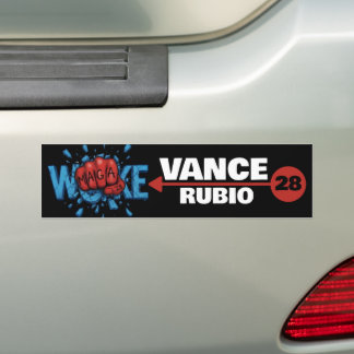 PEGATINA PARA COCHE VANCE RUBIO 2028 | PUÑO ROJO MAGA GOLPEA WOKE