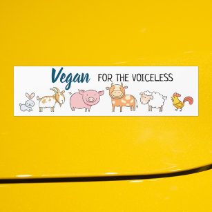 Pegatina Para Coche Vegan por el blanco sin voz con seis animales