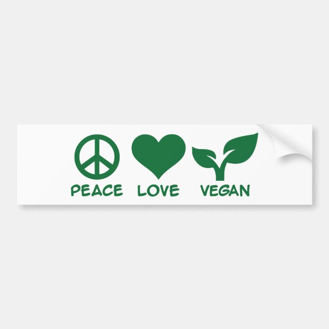 Pegatina Para Coche Vegano del amor de la paz (Frente)