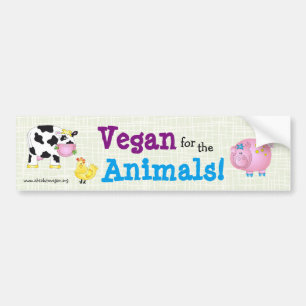 Pegatina Para Coche ¡"Vegano para los animales! "con los animales