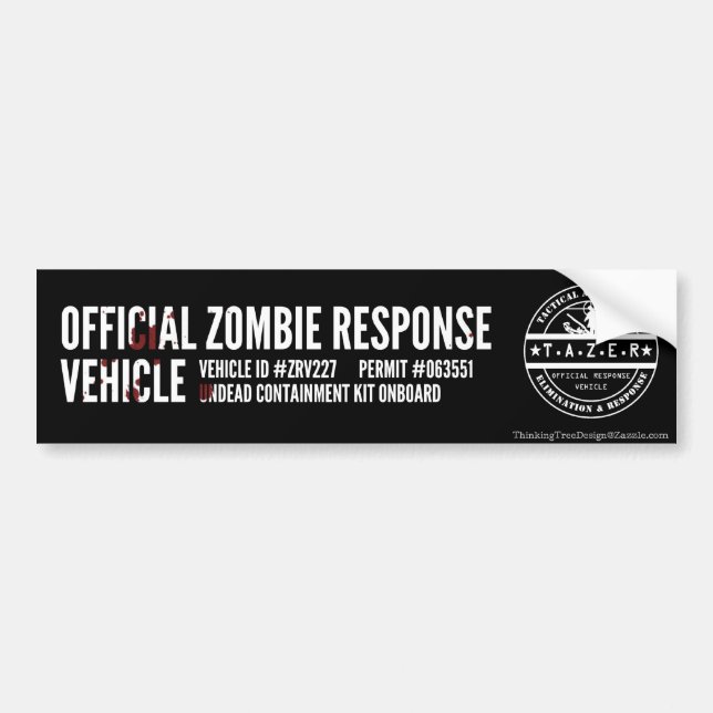 Pegatina Para Coche Vehículo oficial de la respuesta del zombi (Frente)