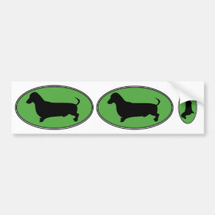Pegatina Para Coche Verde-Llano oval del Dachshund