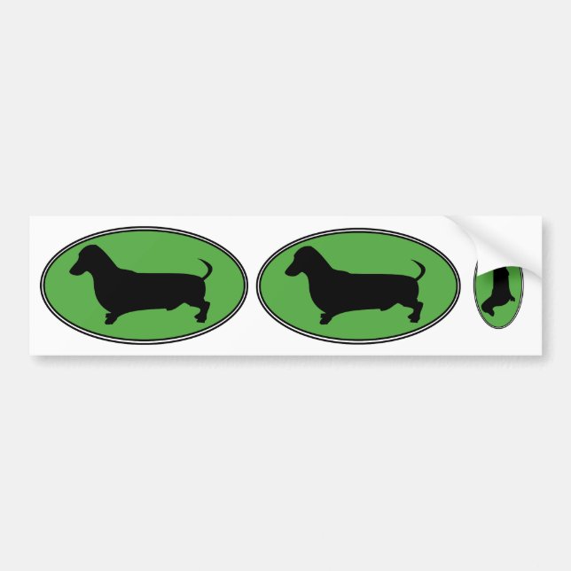 Pegatina Para Coche Verde-Llano oval del Dachshund (Frente)