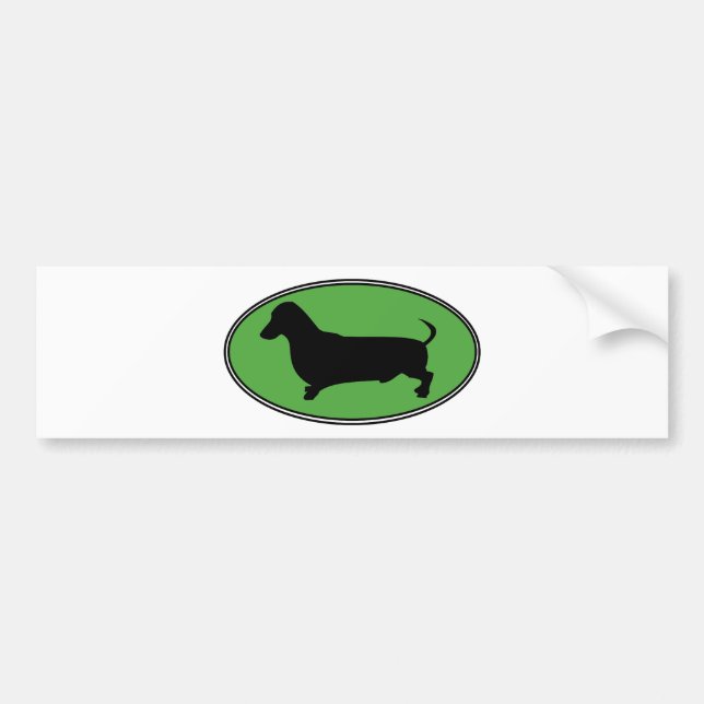 Pegatina Para Coche Verde-Llano oval del Dachshund (Frente)