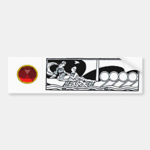 Pegatina Para Coche VESSEL ANTIGUO Y AMA Gema Rojo Ruby Gem Blanco Neg