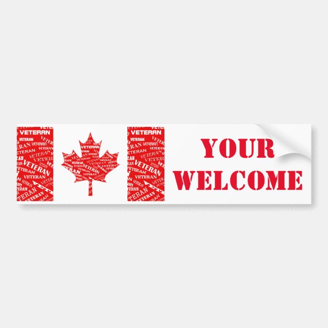 Pegatina Para Coche Veterano canadiense SU BIENVENIDA BOMBA (Frente)