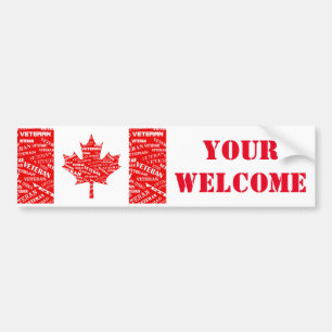 Pegatina Para Coche Veterano canadiense tu adhesivo de parachoques de 