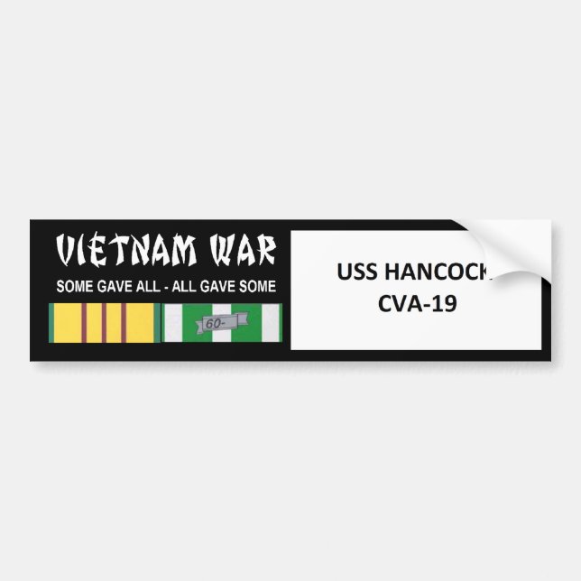 PEGATINA PARA COCHE VETERANO DE GUERRA DE USS HANCOCK VIETNAM (Frente)