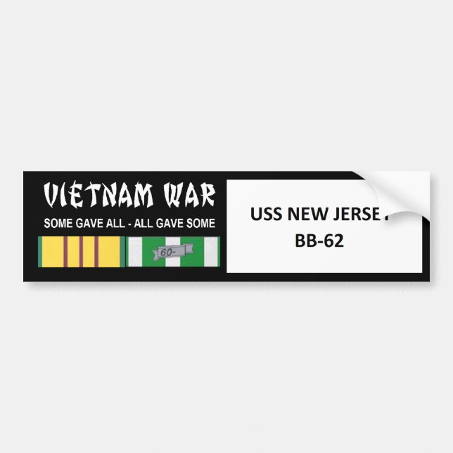 PEGATINA PARA COCHE VETERANO DE GUERRA DE USS NEW JERSEY VIETNAM (Frente)