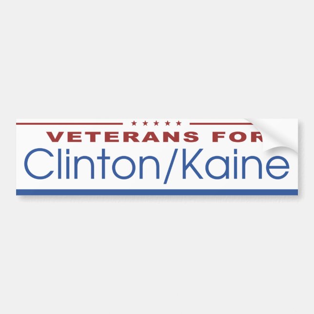 Pegatina Para Coche Veteranos para Clinton/Kaine 2016 (Frente)