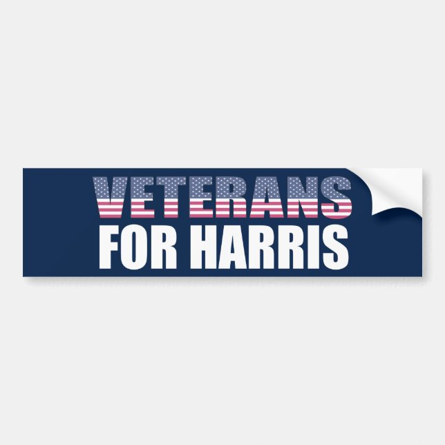 Pegatina Para Coche Veteranos por Harris Walz 2024 Elections Blue (Frente)