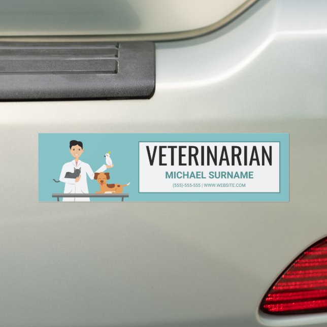 Pegatina Para Coche Veterinario con animales y Personalizado Textos (en coche)