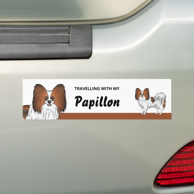 Pegatina Para Coche Viajando Con Mi Perro Papillon Sable Rojo (en coche)