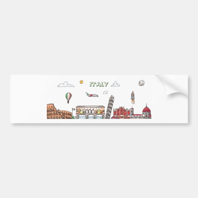 Pegatina Para Coche Viaje por el mundo - Italia Bumper Sticker (Frente)