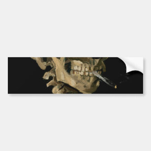 Pegatina Para Coche Vincent van Gogh - Calavera con cigarrillo en llam