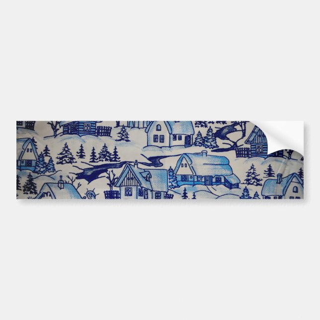 Pegatina Para Coche Vintage Blue Navidades Holiday Village (Frente)