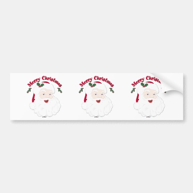 Pegatina Para Coche Vintage Feliz Navidad Santa (Frente)