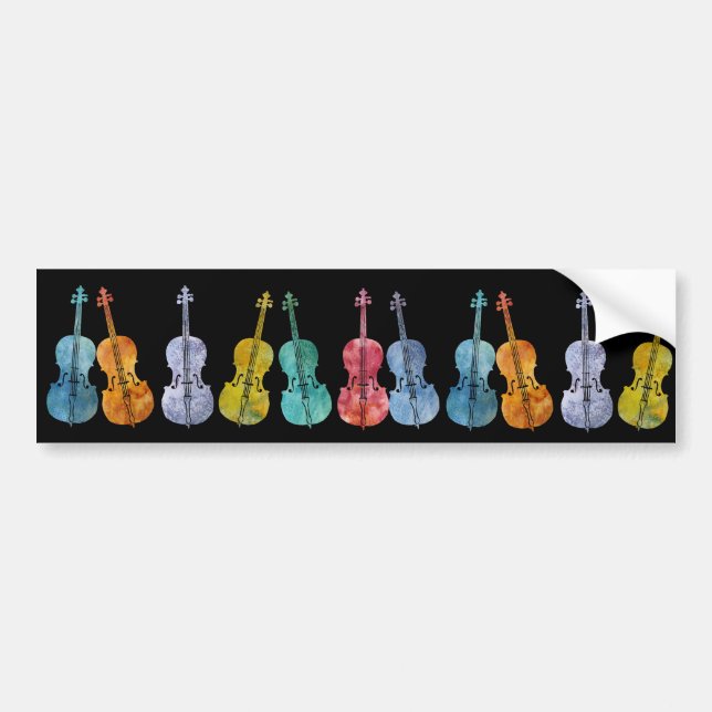 Pegatina Para Coche Violoncelos multicolores (Frente)