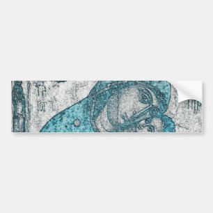 Pegatina Para Coche Virgen María e Infante Jesucristo Vintage Azul